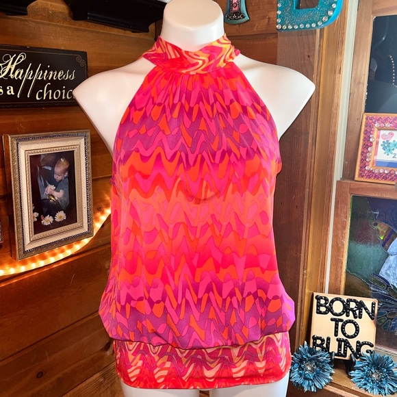 SEXY GORGEOUS SILKY HALTER STYLE TOP tie in back lays perfectly SIMPLY BEAUTIFUL - Picture 7 of 12